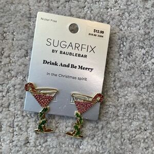 SugarFix by Baublebar Christmas Martini Cocktail Earrings NEW Drink and Be Merry